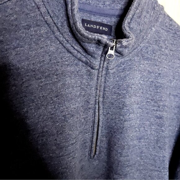 Lands' End Mens Blue Quarter Zip Sweatshirt Pullover XL - Picture 3 of 5
